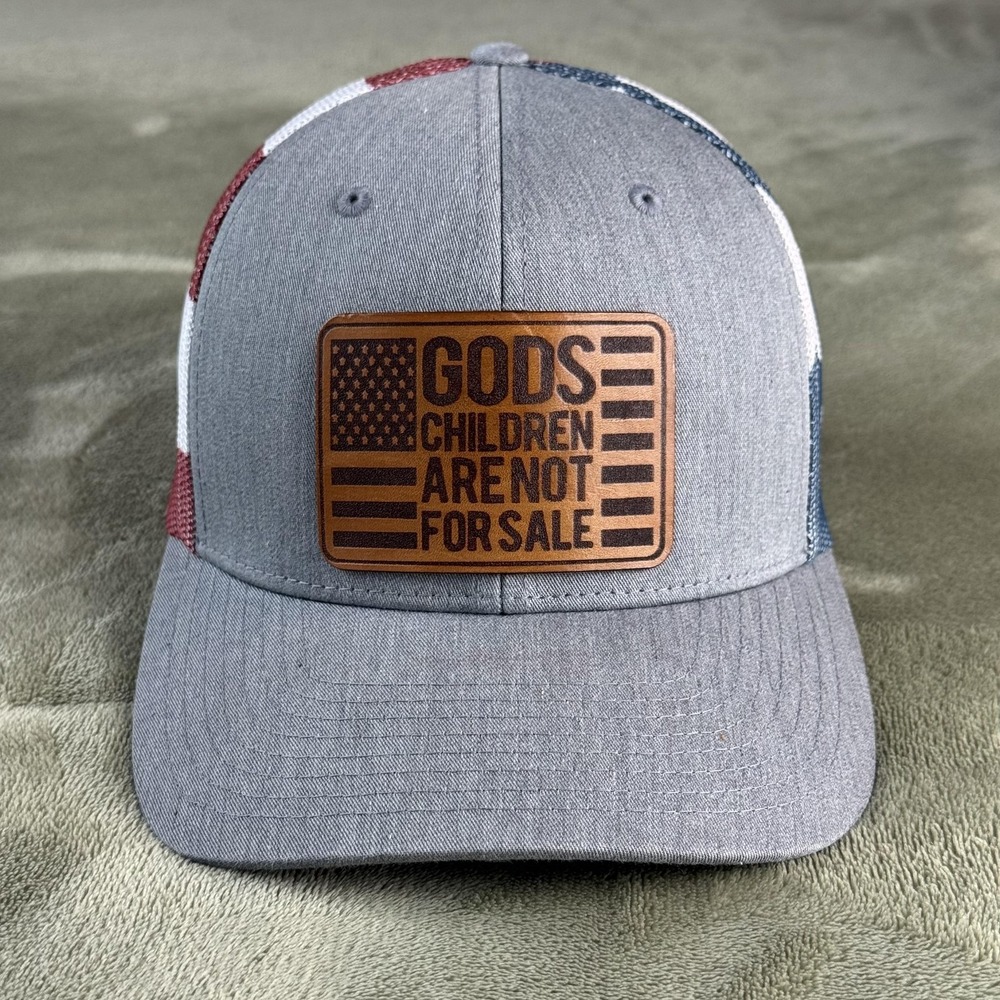 Richardson Hat Cap Snap Back Mens One Size Gray Bump Cap USA Flag Gods Children